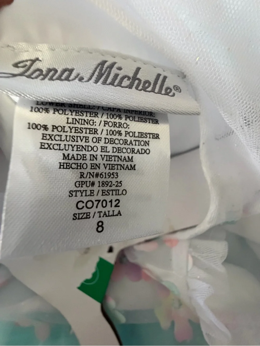 Jona Michelle Aqua Tulle Party Dress with Pastel Floral Bodice
